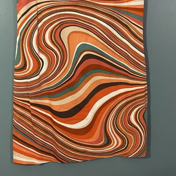 TAHARI Women's 4 Shift Dress Orange Swirls Retro 60's Groovy Sleeveless - Picture 4 of 10